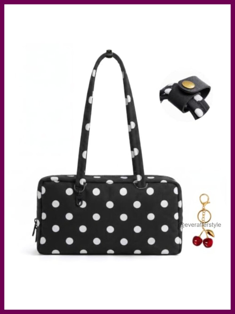 Nylon Bowler Bag Lightweight Shoulder Purse Polka Dot
